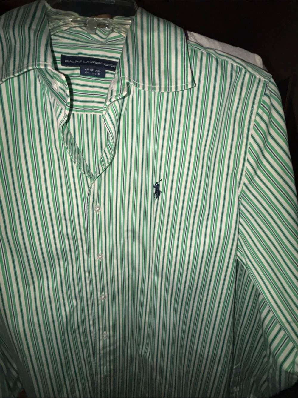 Ralph Lauren Green Striped Boys Button-Up Shirt